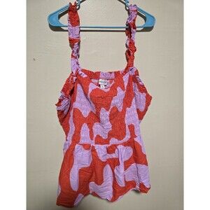 Ava & Viv Women's Plus Size 3x Smocked Peplum tank Top Geometric Pattern NWOT